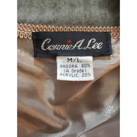 Connie A. Lee Angora Button Down Sweater Coat Jacket Gray Lavender Beading M/L - Picture 12 of 12